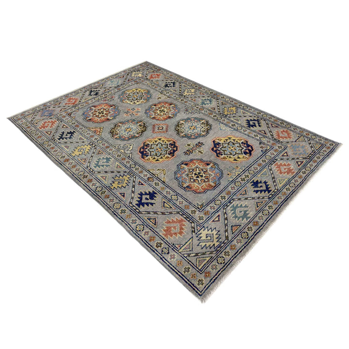 Gray Afghan Oriental Rug 3' 3" x 4' 11" Hand-Knotted | No. AL51304