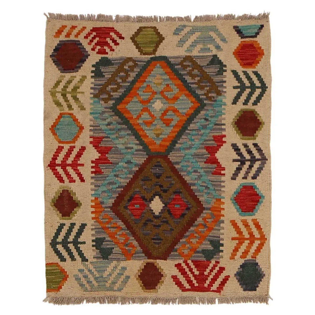 Afghan Kilim Rug 2' 4" x 2' 9" Flat-Weave | No. AL51338