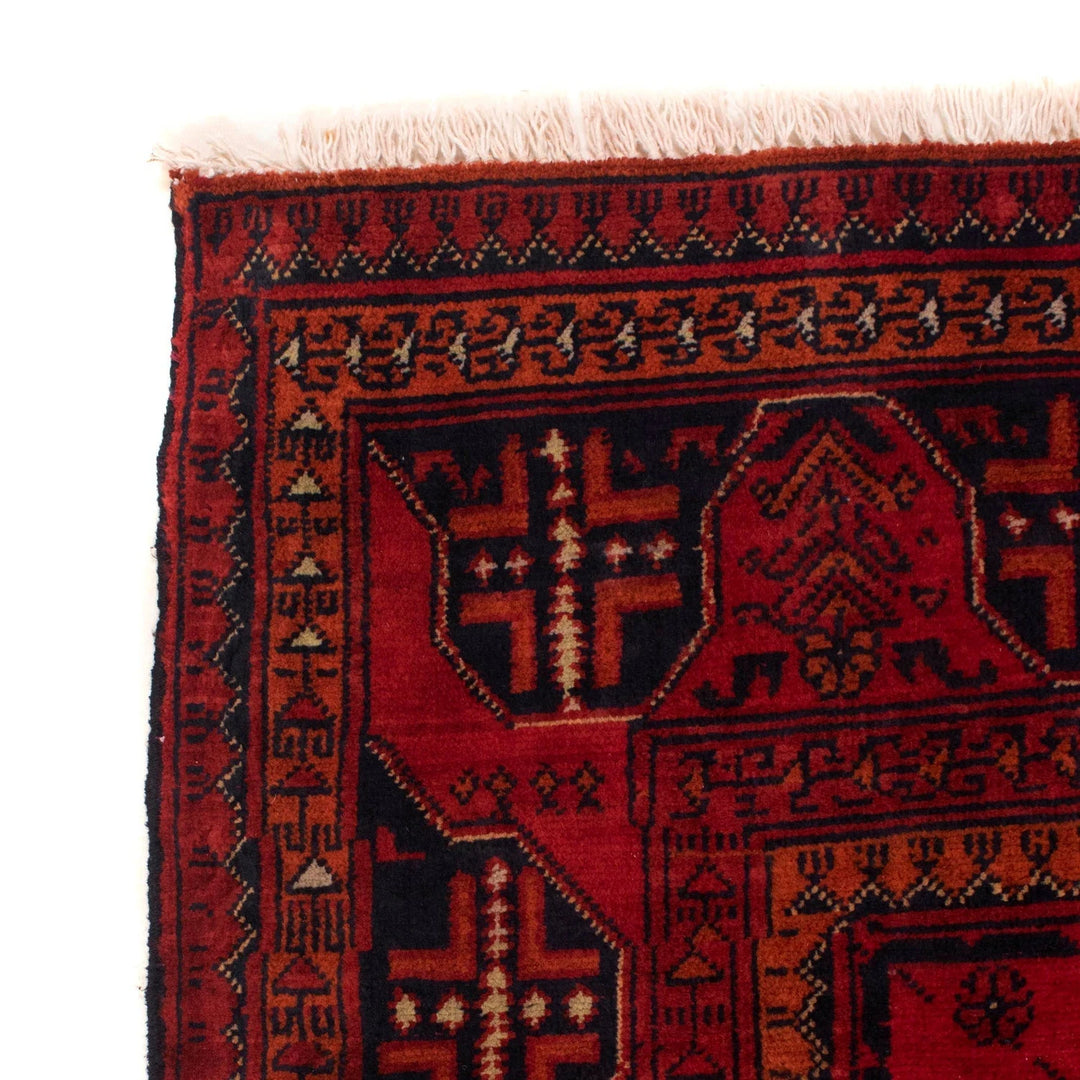 Red Afghan Khal Mohammadi Rug 3' 4" x 4' 8" Hand-Knotted | No. AL51353