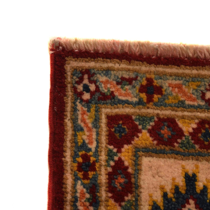 Red Afghan Kazak Rug 3' 4" x 5' 0" Hand-Knotted | No. AL51362