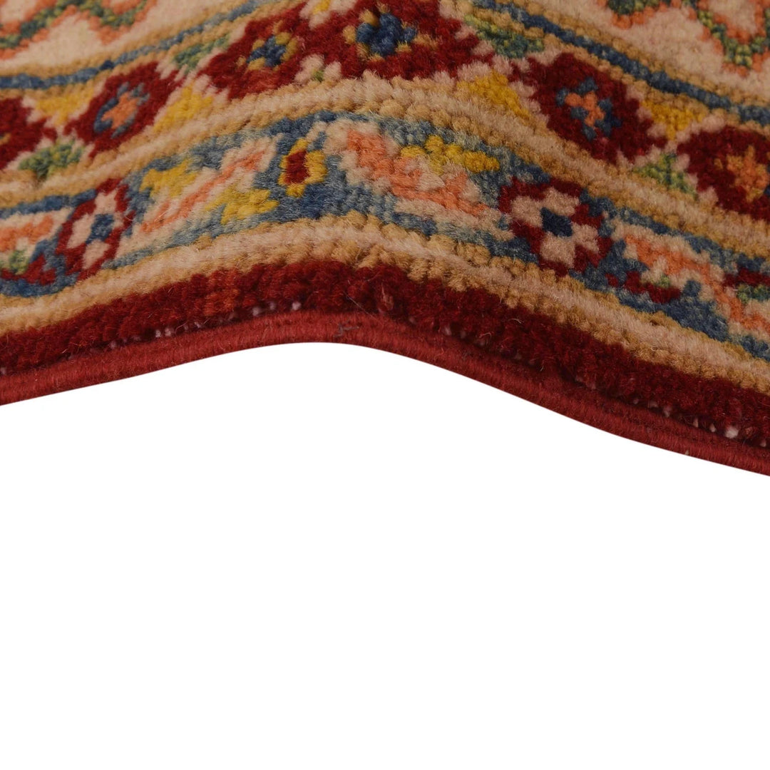 Red Afghan Kazak Rug 3' 4" x 5' 0" Hand-Knotted | No. AL51362