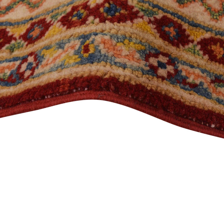 Red Afghan Kazak Rug 3' 4" x 5' 0" Hand-Knotted | No. AL51362
