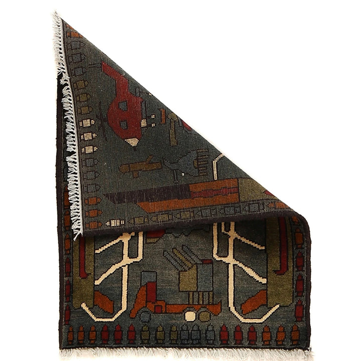 Afghan War Rug 2' 0" x 2' 9" Hand-Knotted | No. AL51443