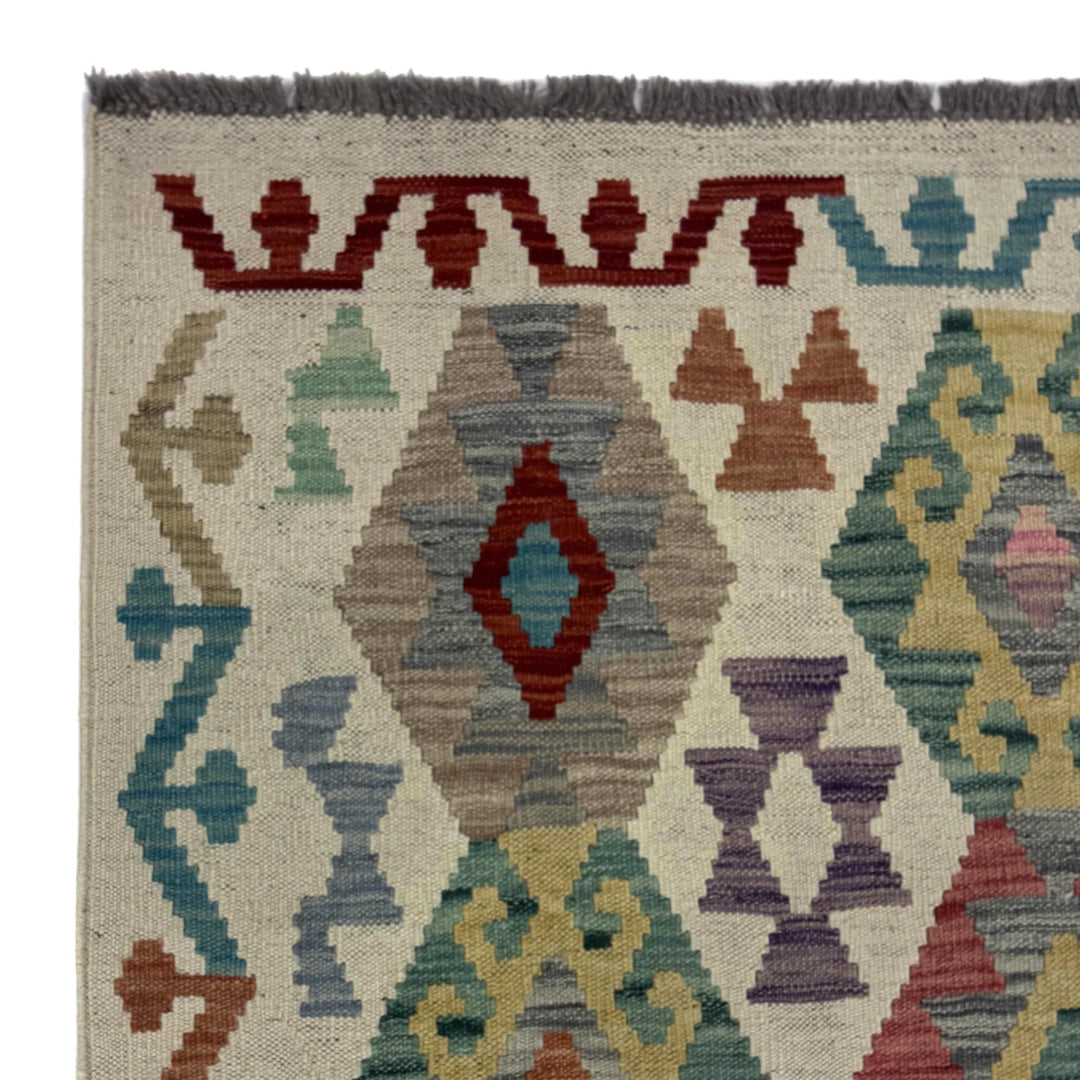 Afghan Vegetable Kilim Rug 2' 7" x 9' 6" Flat-Weave | No. AL515490