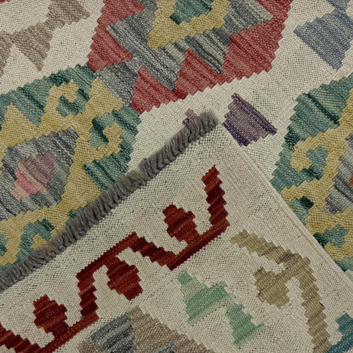 Afghan Vegetable Kilim Rug 2' 7" x 9' 6" Flat-Weave | No. AL515490