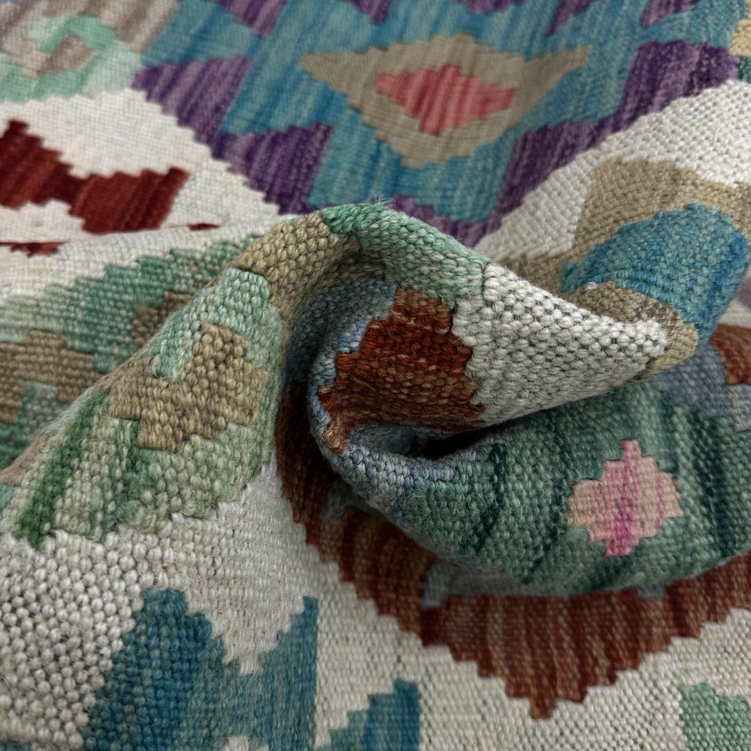 Afghan Vegetable Kilim Rug 2' 7" x 9' 6" Flat-Weave | No. AL515490