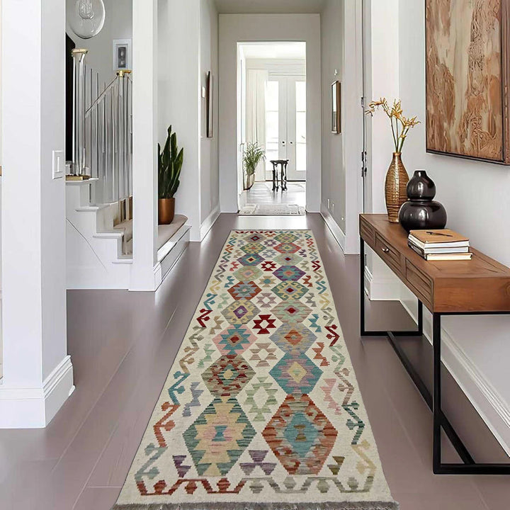 Afghan Vegetable Kilim Rug 2' 7" x 9' 6" Flat-Weave | No. AL515490