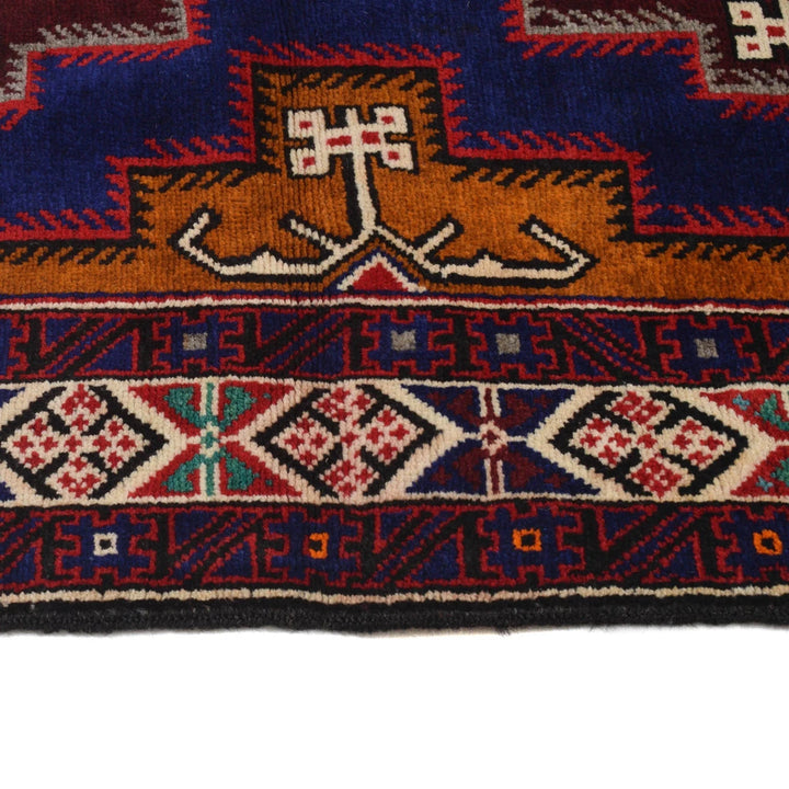 Blue Afghan Baluchi Rug 3' 9" x 6' 4" Hand-Knotted | No. AL51597