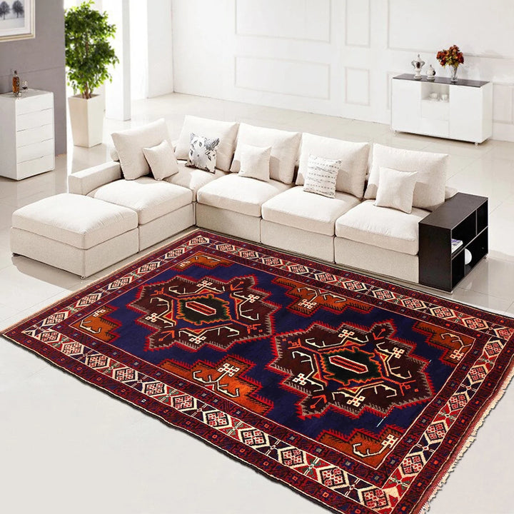 Blue Afghan Baluchi Rug 3' 9" x 6' 4" Hand-Knotted | No. AL51597