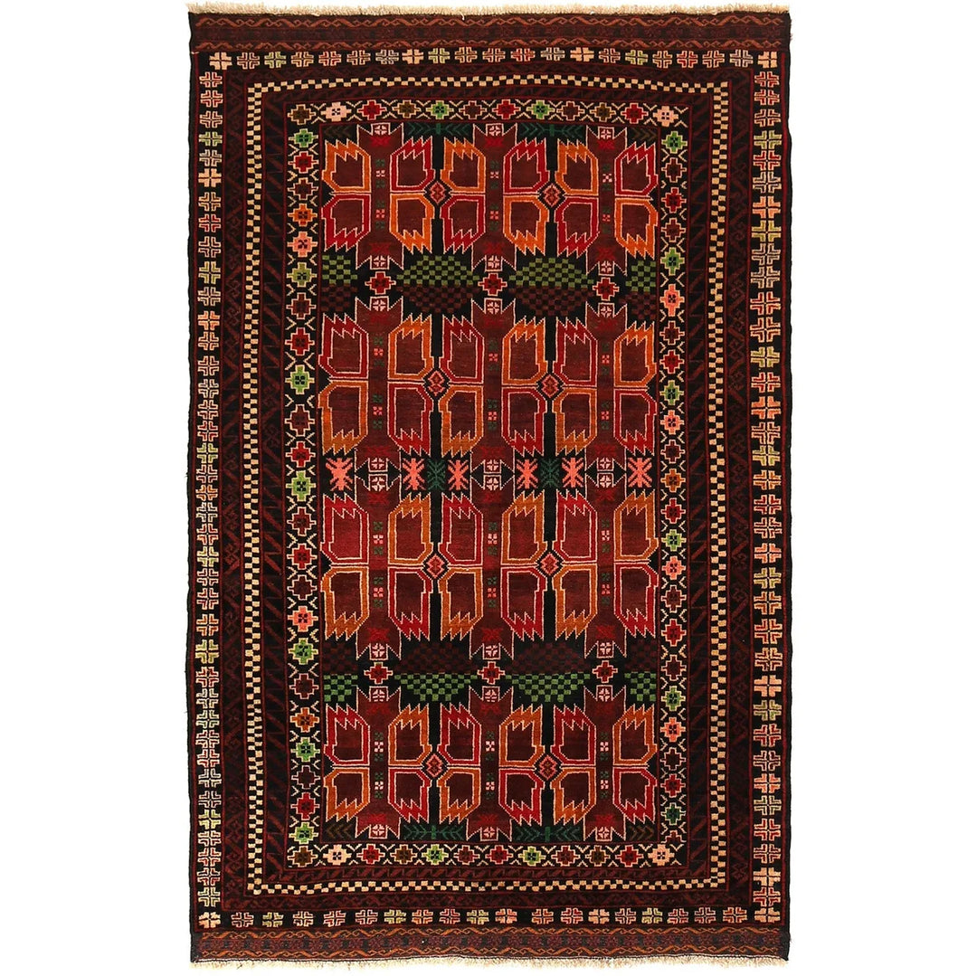 Afghan Baluchi Rug 3' 11" x 6' 4" Hand-Knotted | No. AL51673