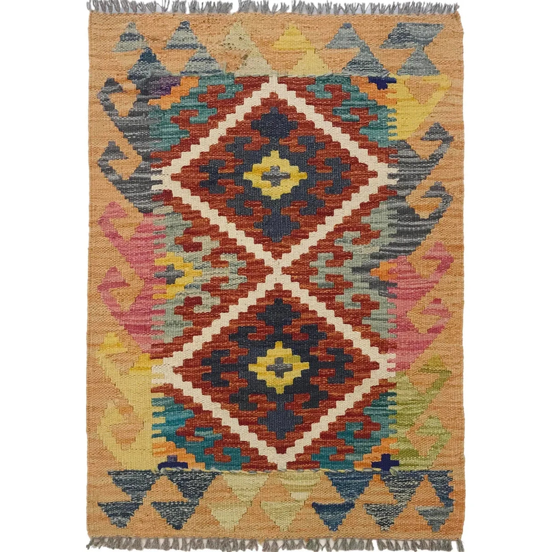 Afghan Kilim Rug 2' 2" x 2' 10" Flat-Weave | No. AL51714