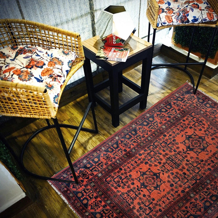 Red Afghan Khal Mohammadi Rug 3' 3" x 4' 9" Hand-Knotted | No. AL51743
