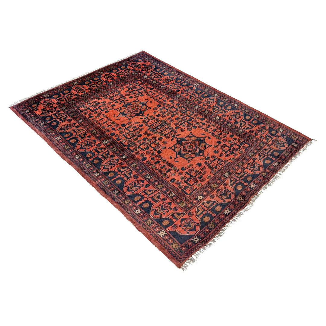 Red Afghan Khal Mohammadi Rug 3' 3" x 4' 9" Hand-Knotted | No. AL51743