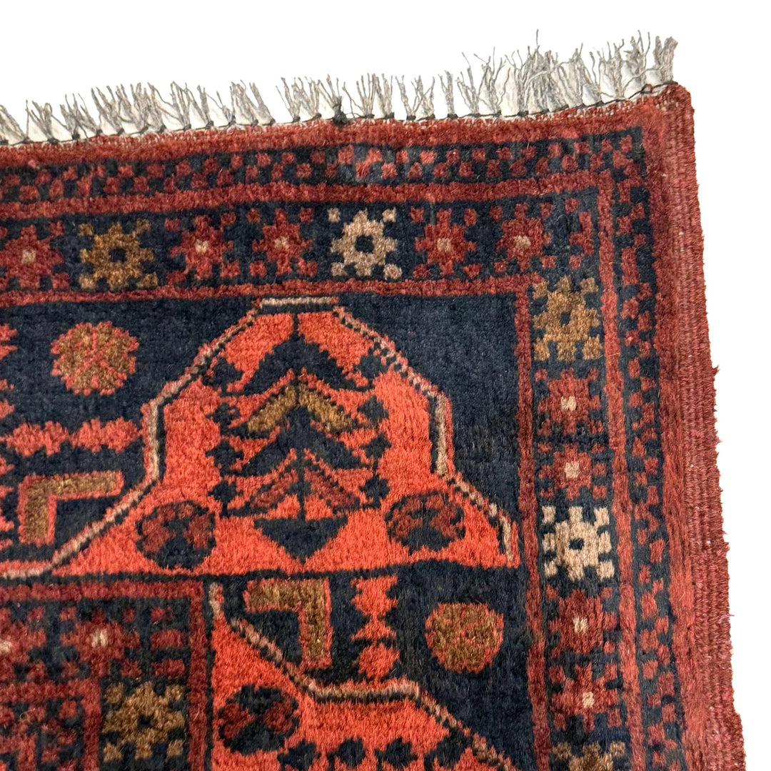 Red Afghan Khal Mohammadi Rug 3' 3" x 4' 9" Hand-Knotted | No. AL51743