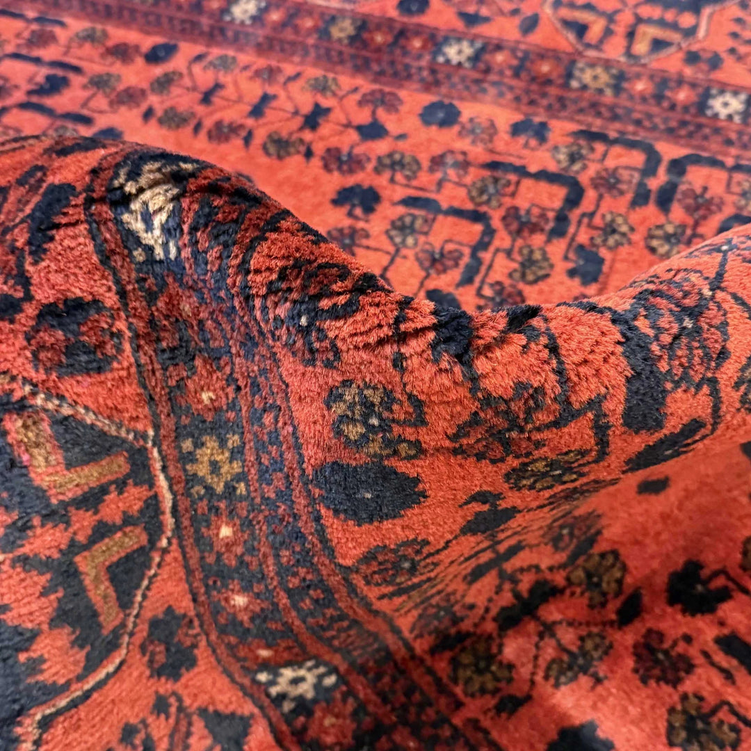 Red Afghan Khal Mohammadi Rug 3' 3" x 4' 9" Hand-Knotted | No. AL51743