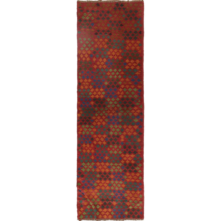 Red Afghan Baluchi Rug 2' 9" x 9' 8" Hand-Knotted | No. AL51762