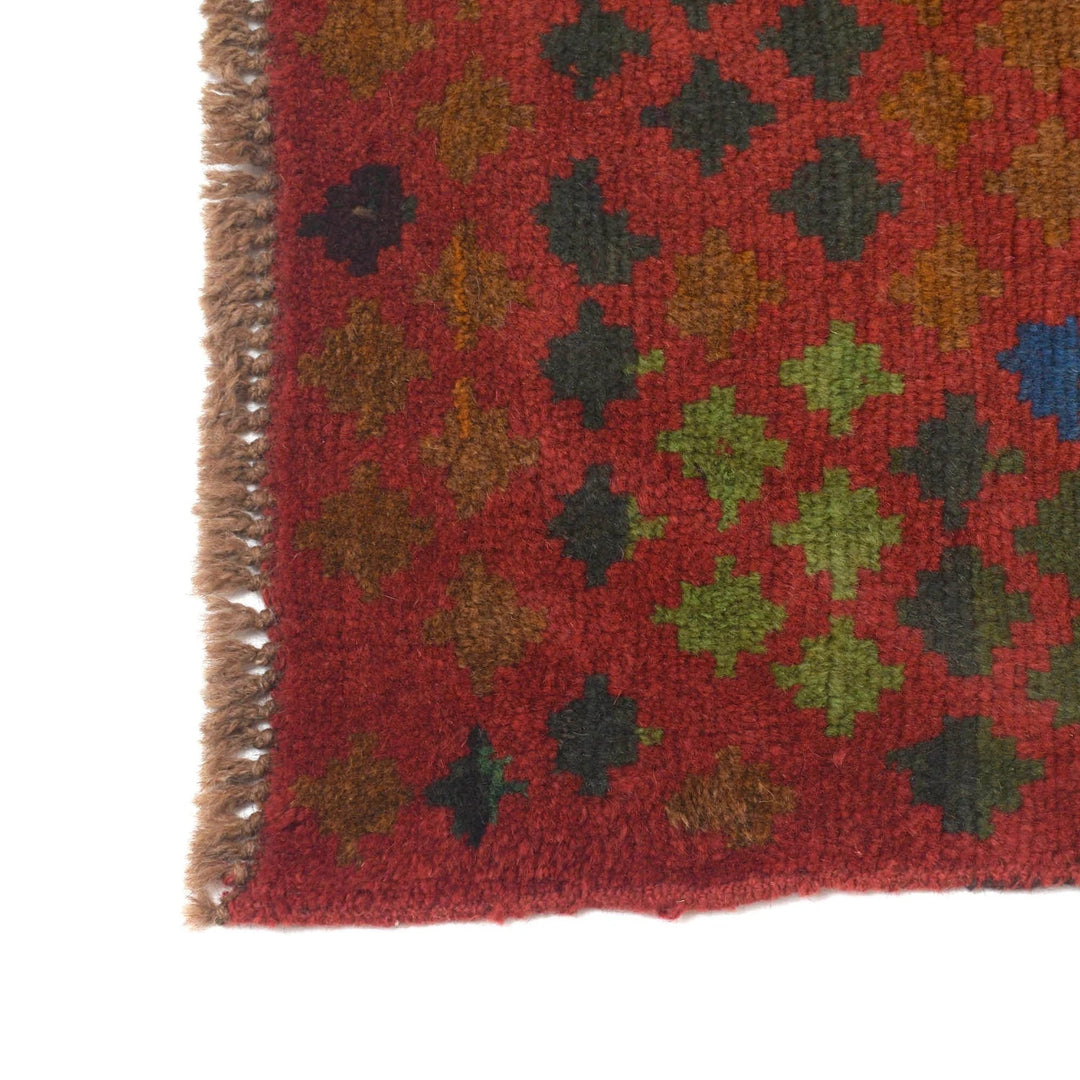 Red Afghan Baluchi Rug 2' 9" x 9' 8" Hand-Knotted | No. AL51762