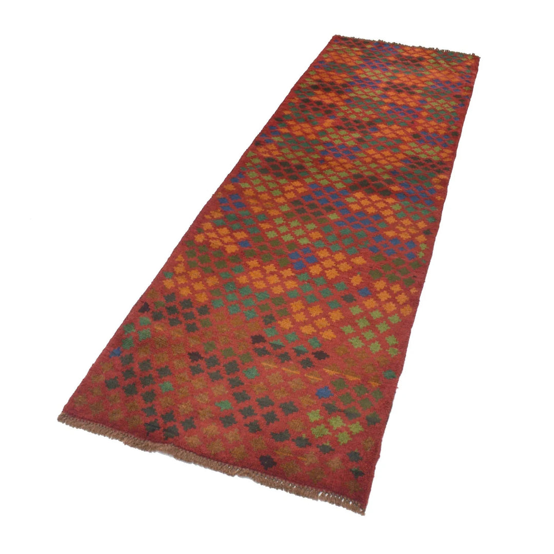 Red Afghan Baluchi Rug 2' 9" x 9' 8" Hand-Knotted | No. AL51762