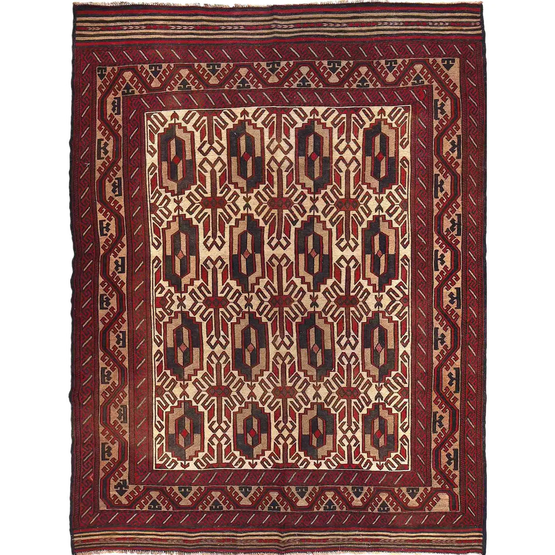 Afghan Saghari Rug 6'6" x 8'11" Flat-Weave | No. AL51776
