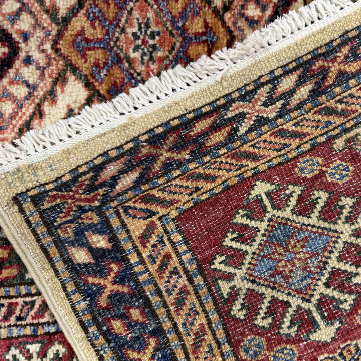 Beige Afghan Kazak Rug 5' 10" x 7' 9" Hand-Knotted | No. AL51791