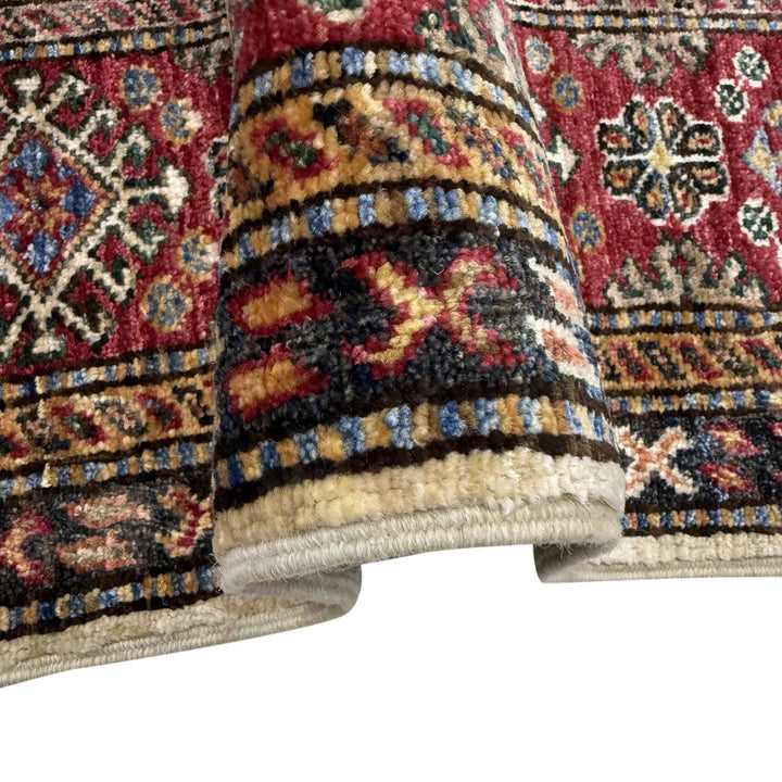 Beige Afghan Kazak Rug 5' 10" x 7' 9" Hand-Knotted | No. AL51791