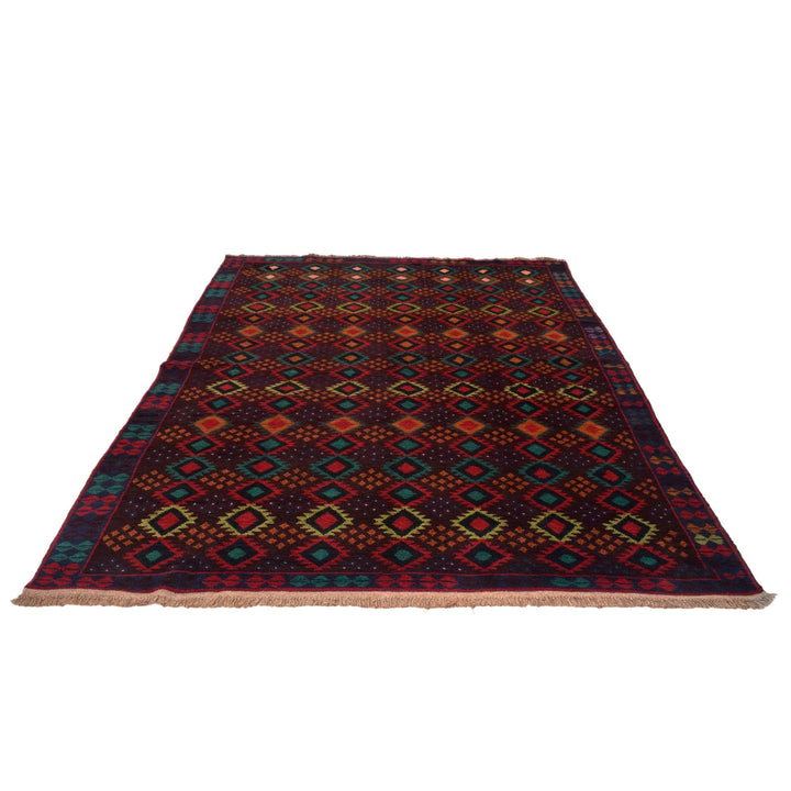 Brown Afghan Baluchi Rug 6' " x 8' 1" Hand-Knotted | No. AL51799