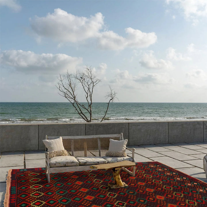 Brown Afghan Baluchi Rug 6' " x 8' 1" Hand-Knotted | No. AL51799