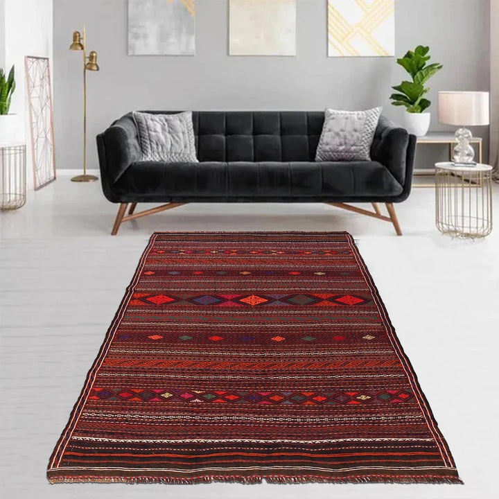 Afghan Kilim Rug 4' 2" x 6' 7" Flat-Weave | No. AL51822