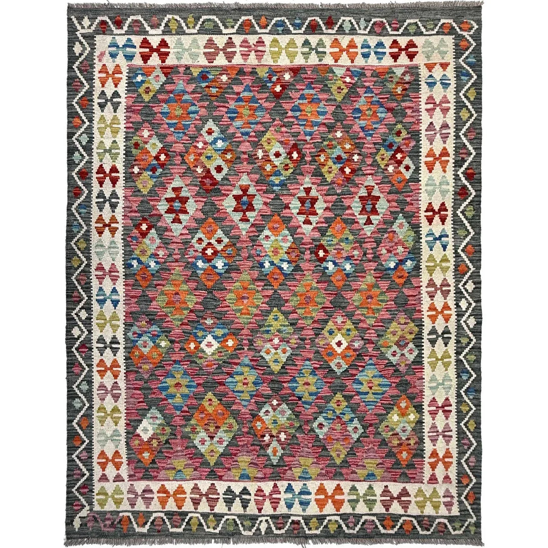 Afghan Chobi Kilim Rug 4' 10" x 6' 4" Flat-Weave | No. AL51856