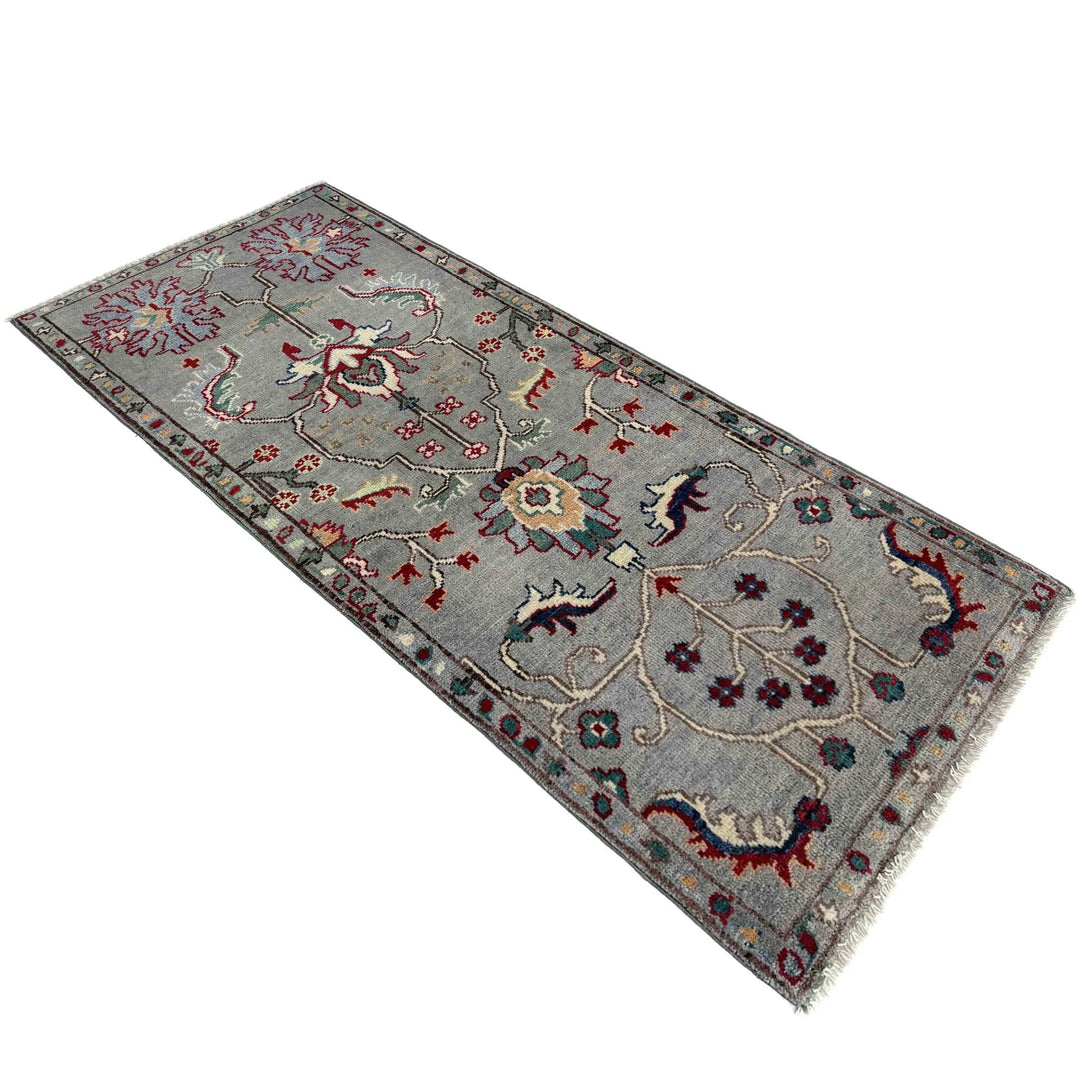 Gray Afghan Sultani Rug 2' 0" x 4' 10" Hand-Knotted | No. AL51876