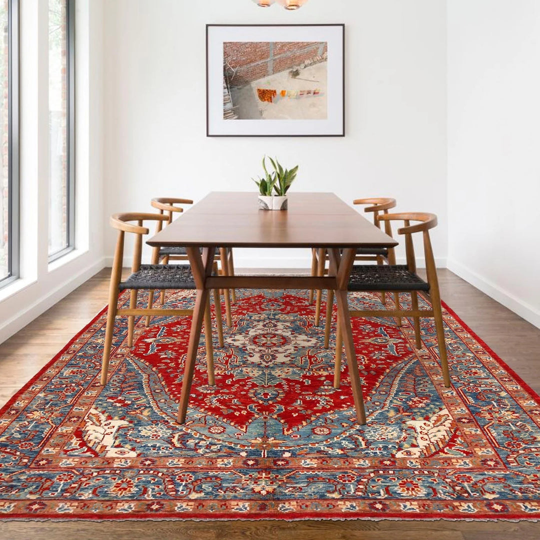 Afghan Heriz Rug 6'8" x 9'7" Hand-Knotted | No. AL51898