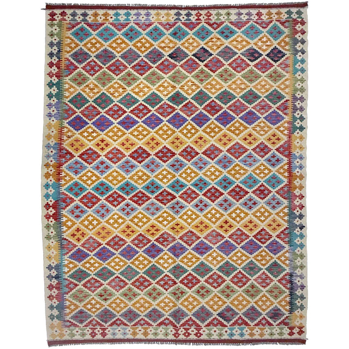 Afghan Kilim Rug 6' 11" x 9' 6" Flat-Weave | No. AL51963