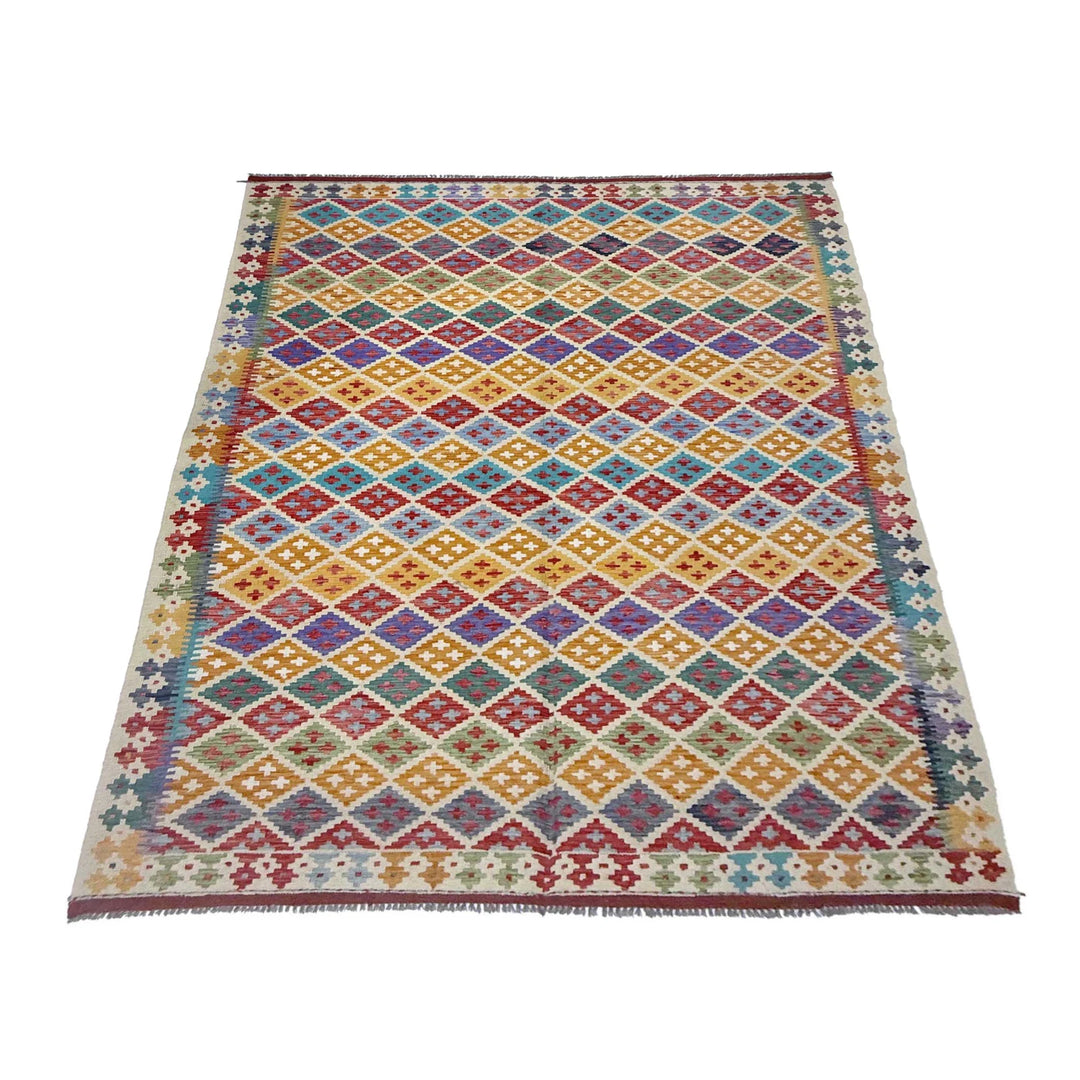 Afghan Kilim Rug 6' 11" x 9' 6" Flat-Weave | No. AL51963