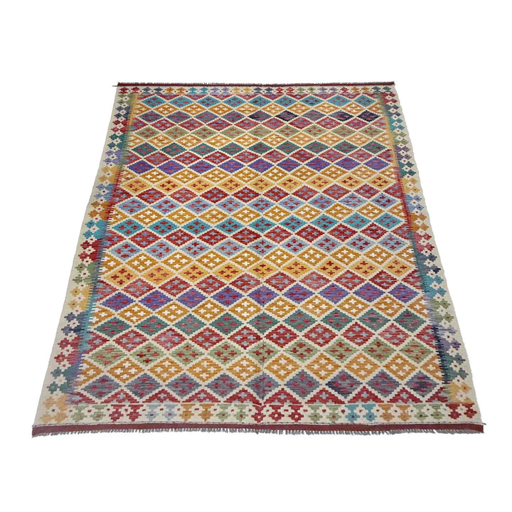 Afghan Kilim Rug 6' 11" x 9' 6" Flat-Weave | No. AL51963