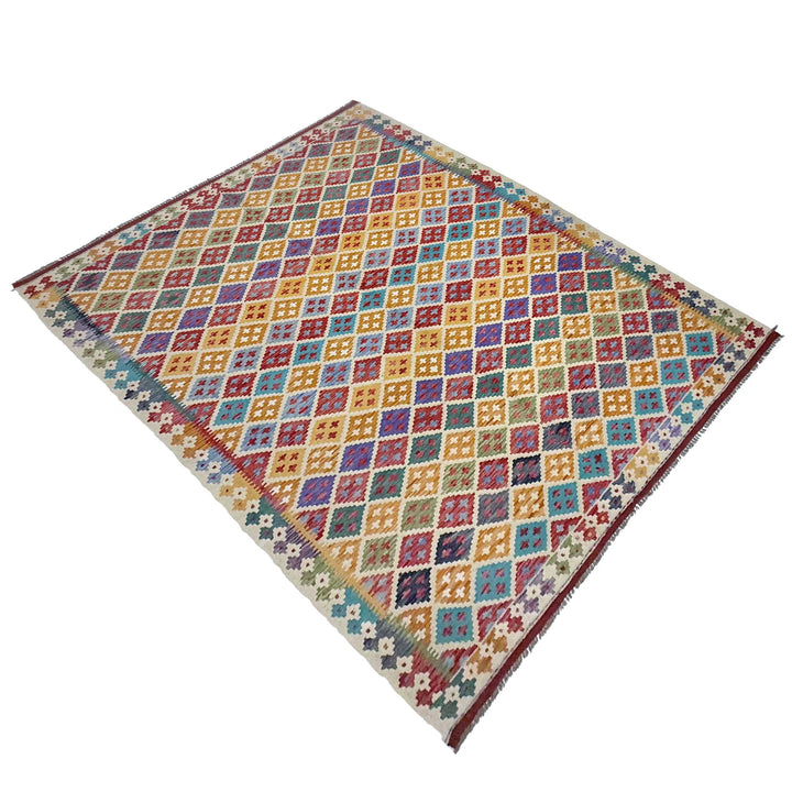 Afghan Kilim Rug 6' 11" x 9' 6" Flat-Weave | No. AL51963