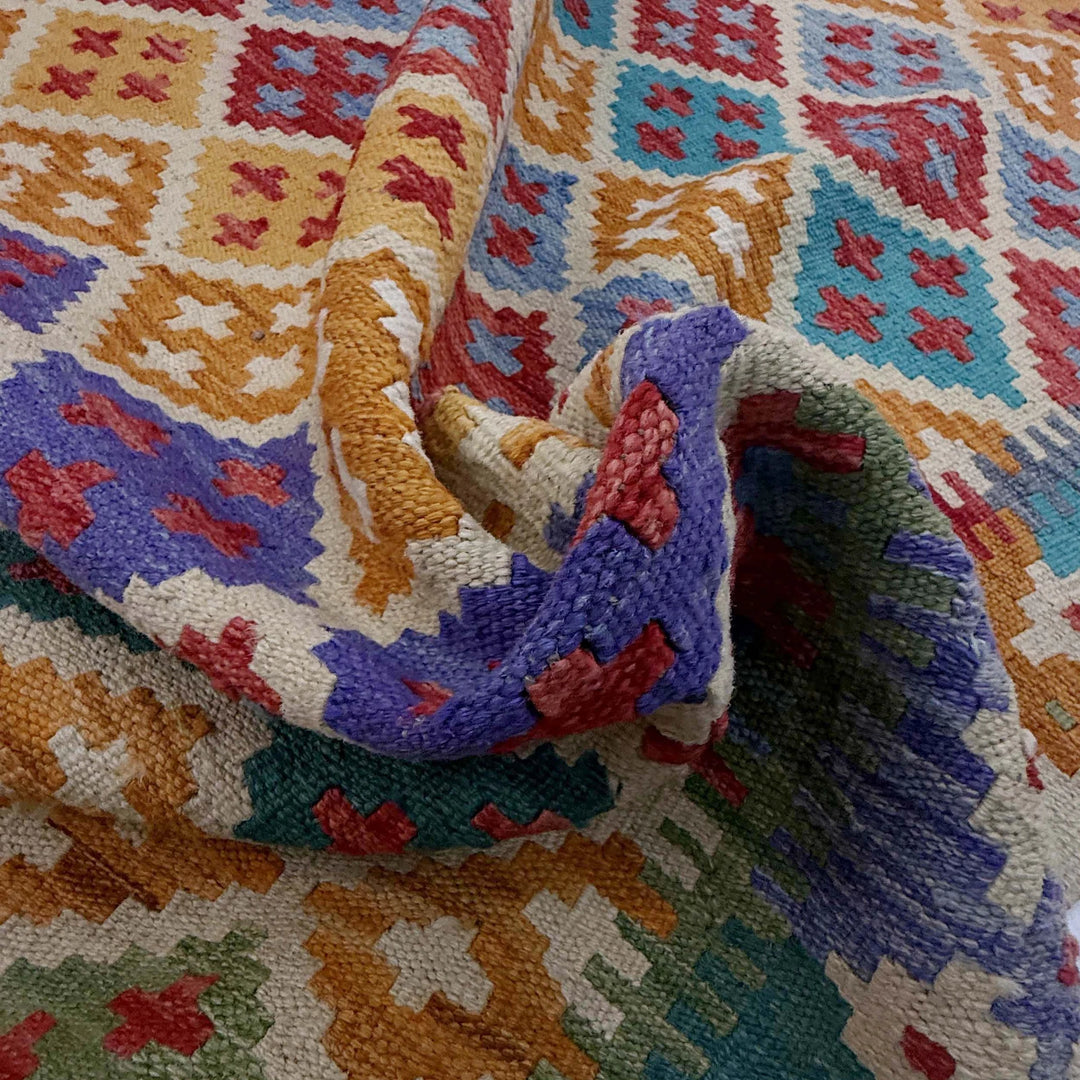 Afghan Kilim Rug 6' 11" x 9' 6" Flat-Weave | No. AL51963