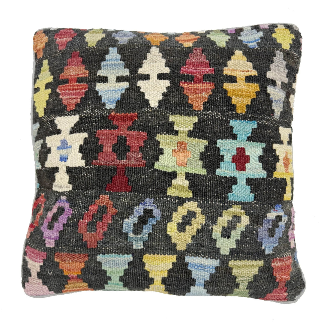 Afghan Kilim Cushion 1' 5" x 1' 5" Flat-Weave | No. AL519737