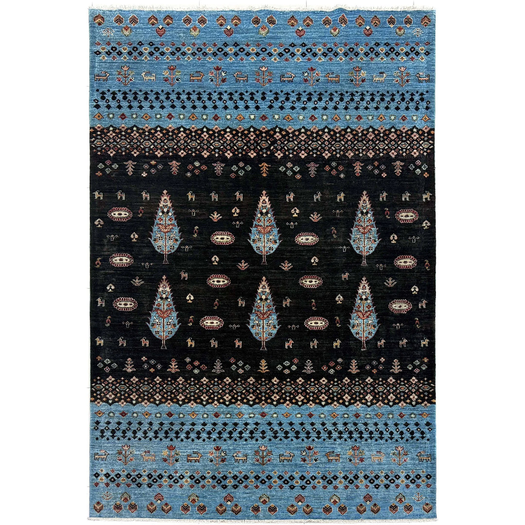 Multicolor Afghan Tree Of Life Rug 6' 5" x 10' 0" Hand-Knotted | No. AL51998
