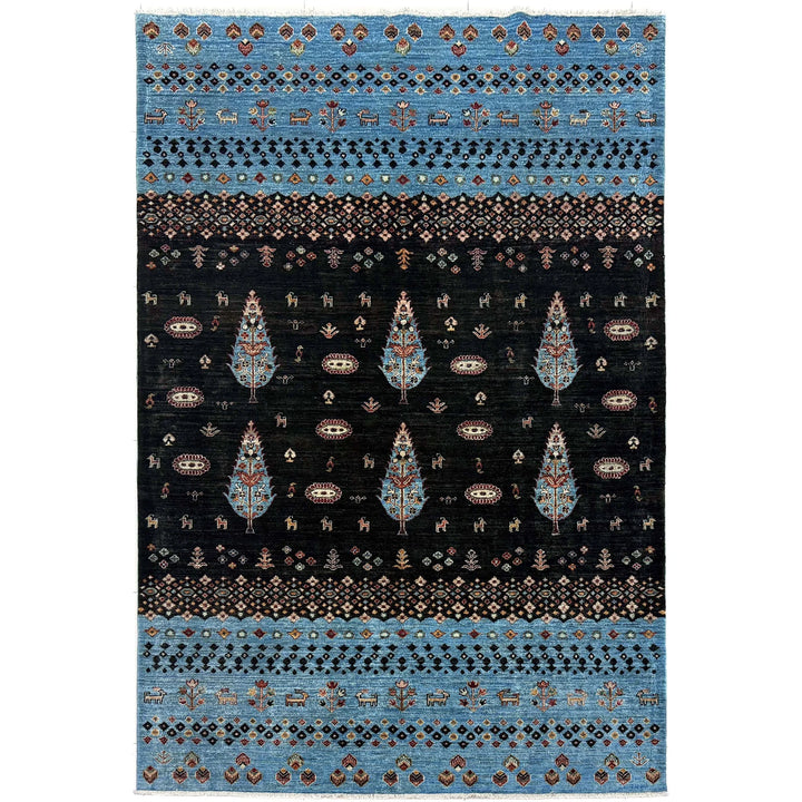Multicolor Afghan Tree Of Life Rug 6' 5" x 10' 0" Hand-Knotted | No. AL51998