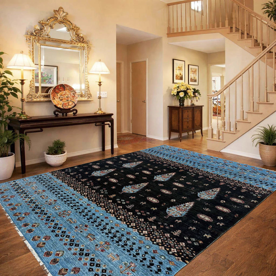 Multicolor Afghan Tree Of Life Rug 6' 5" x 10' 0" Hand-Knotted | No. AL51998