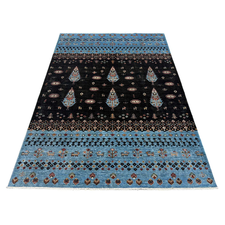Multicolor Afghan Tree Of Life Rug 6' 5" x 10' 0" Hand-Knotted | No. AL51998