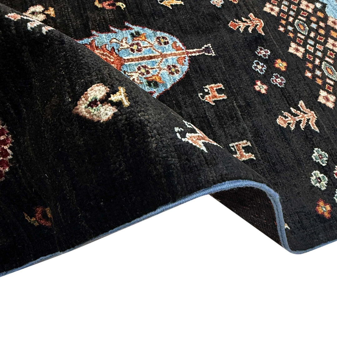 Multicolor Afghan Tree Of Life Rug 6' 5" x 10' 0" Hand-Knotted | No. AL51998