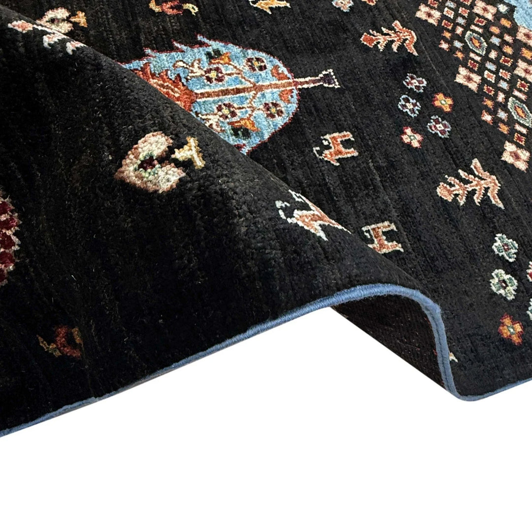 Multicolor Afghan Oriental Rug 6' 5" x 10' 0" Hand-Knotted | No. AL51998