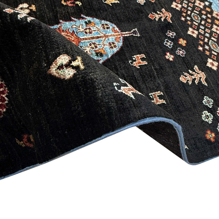 Multicolor Afghan Oriental Rug 6' 5" x 10' 0" Hand-Knotted | No. AL51998