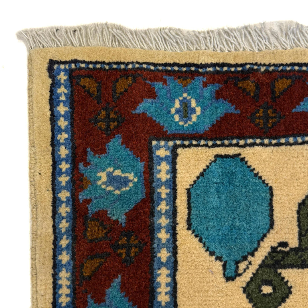 Beige Afghan War Rug 2' 9" x 4' 4" Hand-Knotted | No. AL52013