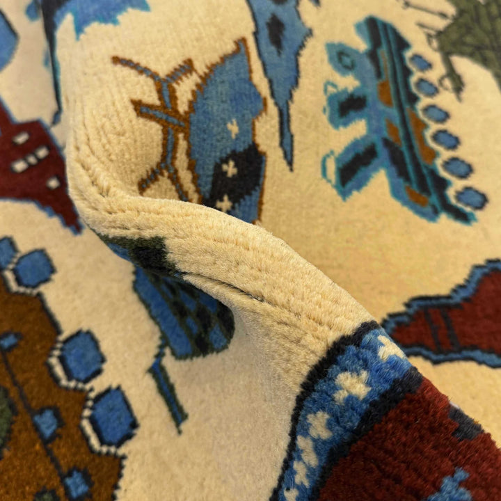 Beige Afghan War Rug 2' 9" x 4' 4" Hand-Knotted | No. AL52013