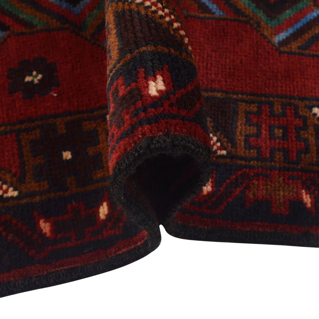 Red Afghan Baluchi Rug 2' 10" x 4' 5" Hand-Knotted | No. AL52022