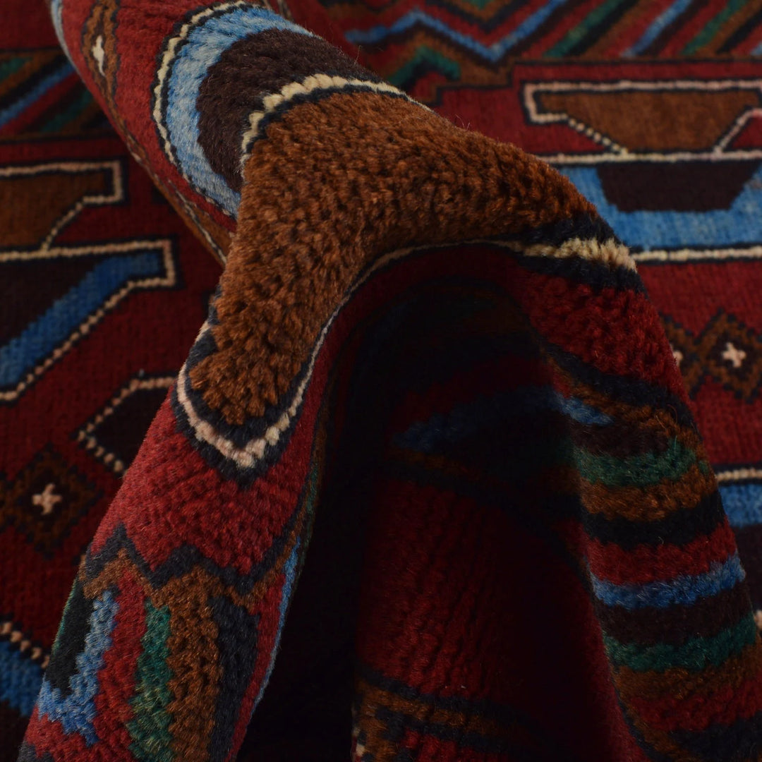 Red Afghan Baluchi Rug 2' 10" x 4' 5" Hand-Knotted | No. AL52022