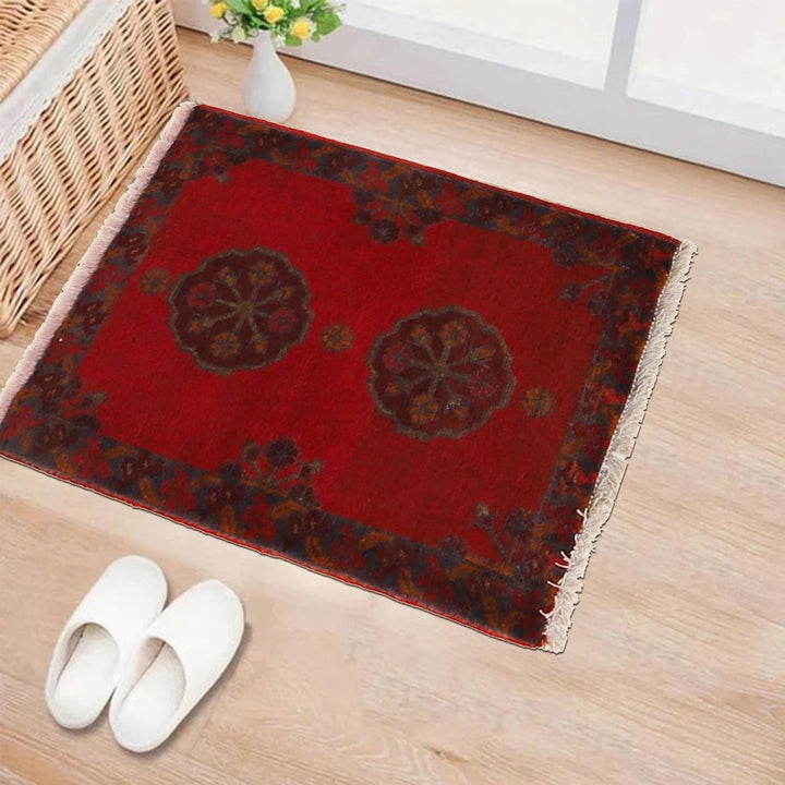 Red Afghan Kilim Doormat 1' 6" x 1' 10" Flat-Weave | No. AL52036