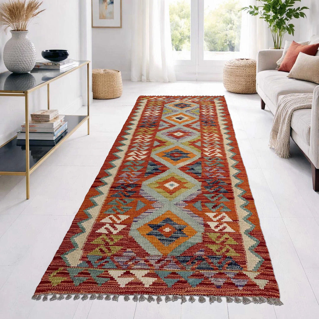 Afghan Vegetable Kilim Rug 2' 6" x 6' 8" Flat-Weave | No. AL520705